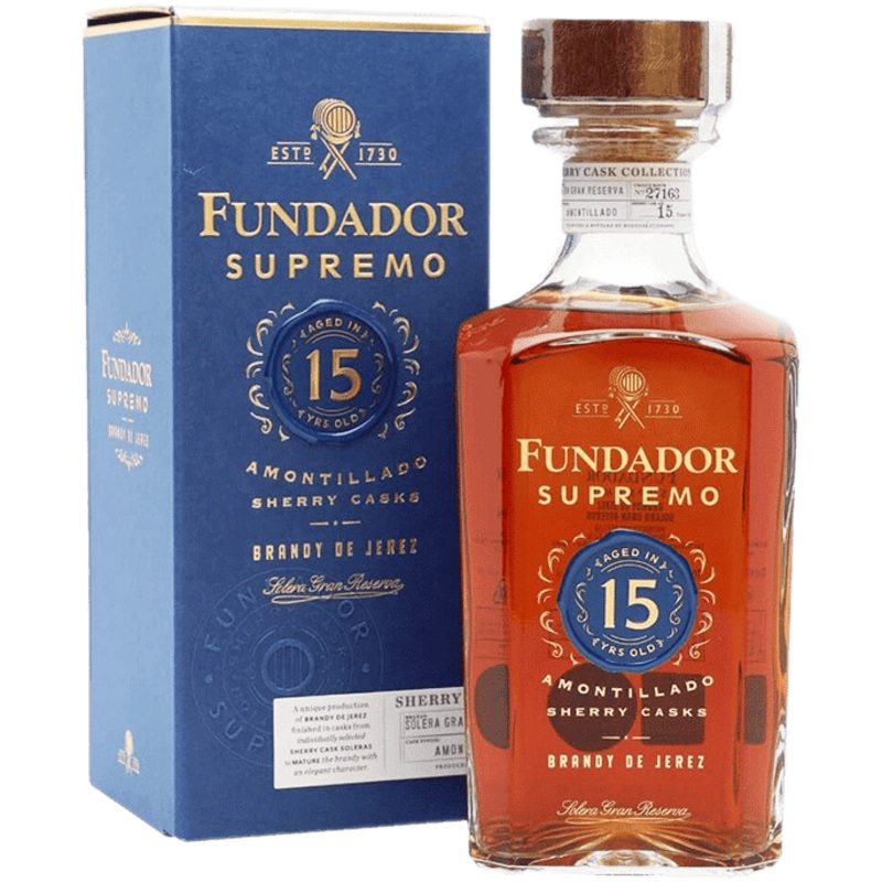 Fundador Brandy De Jerez Supremo Amontillado Sherry Casks Solera Gran Reser 15 Yr 80 - 750ML