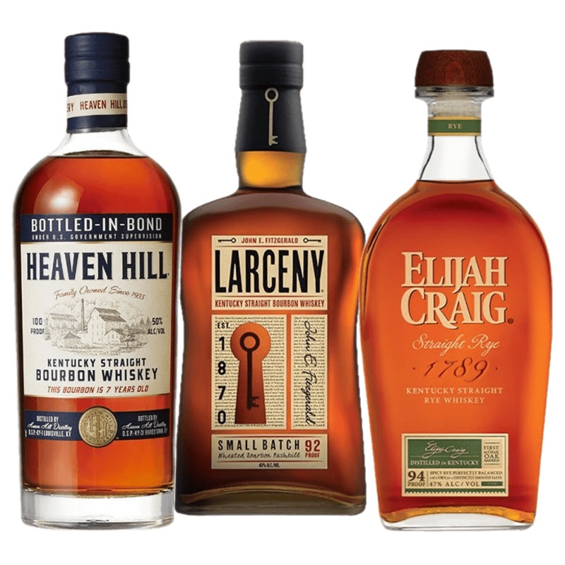 Heaven Hill 7 Year Bottled In Bond, Larceny Small Batch & Elijah Craig Straight Rye Bundle - 750ML