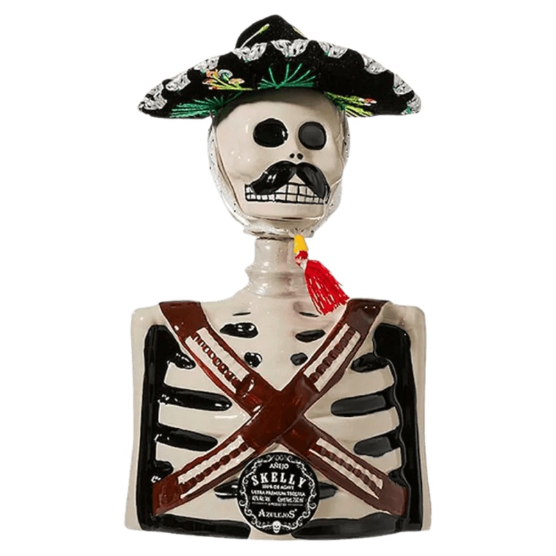 Los Azulejos Skelly Anejo Bullet w/ Mustache Tequila - 750ML