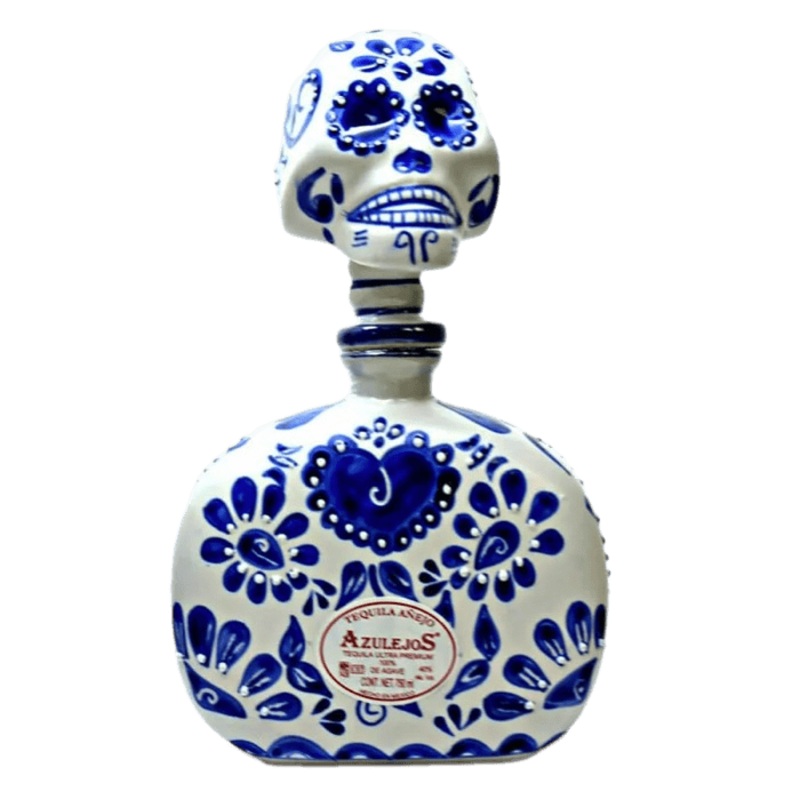 Los Azulejos Skelly Talavera Head Anejo Tequila - 750ML