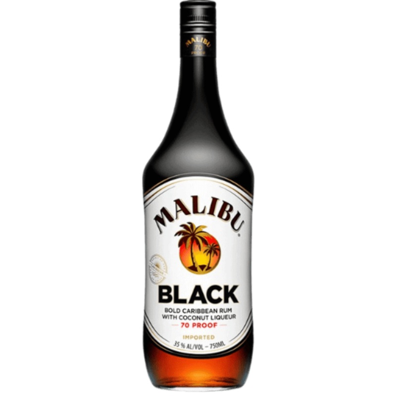 Malibu Black Flavored Caribbean Rum with Coconut Liqueur - 750ML