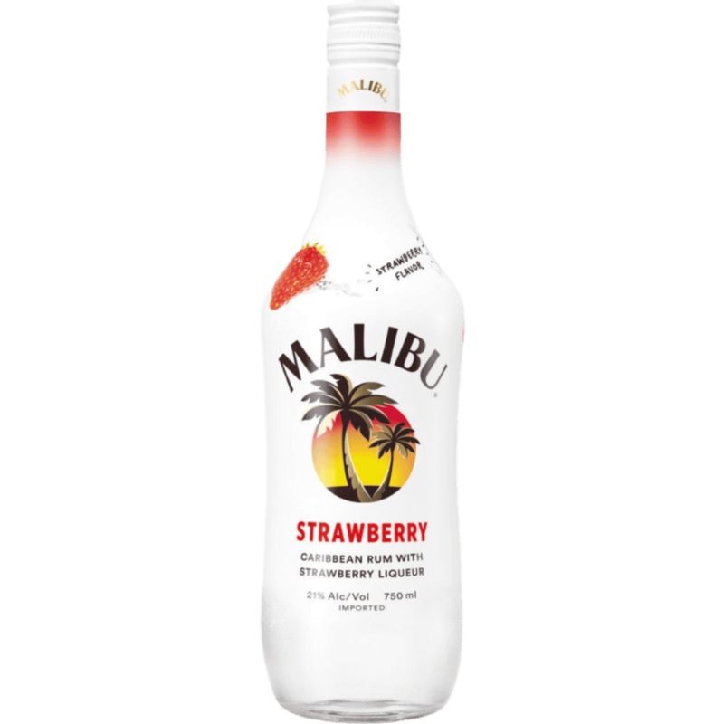 Malibu Flavored Caribbean Rum with Strawberry Liqueur - 750ML
