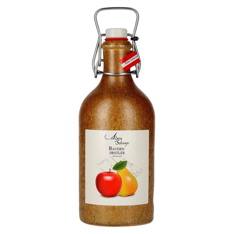 Nannerl Alpenschnaps BAUERN-OBSTLER 38% Vol. 0,5l in a clay jug
