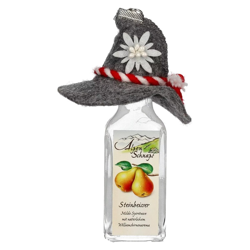Nannerl Alpenschnaps STEINBEISSER Williams 35% Vol. 0,02l with felt hat