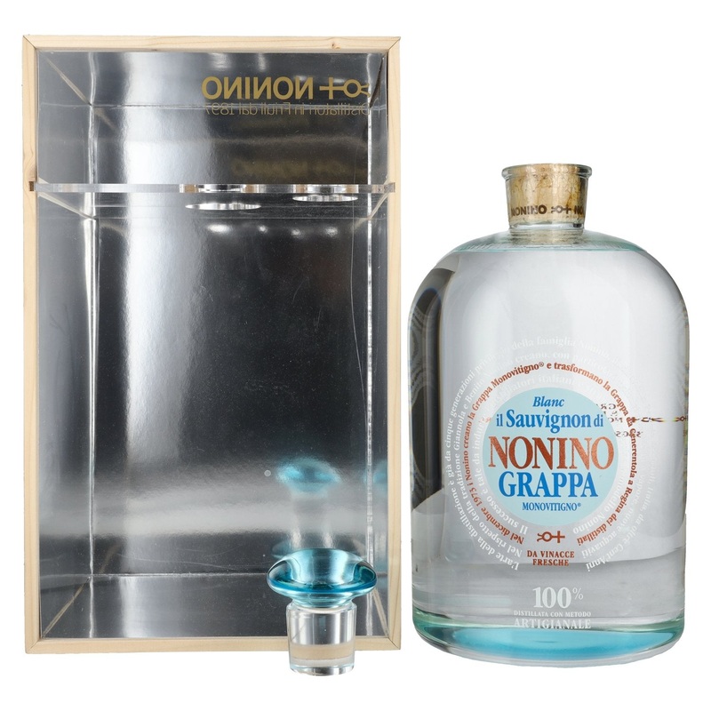 Nonino Grappa Monovitigno il Sauvignon di Blanc 41% Vol. 6,3l in wooden box with dosing pump