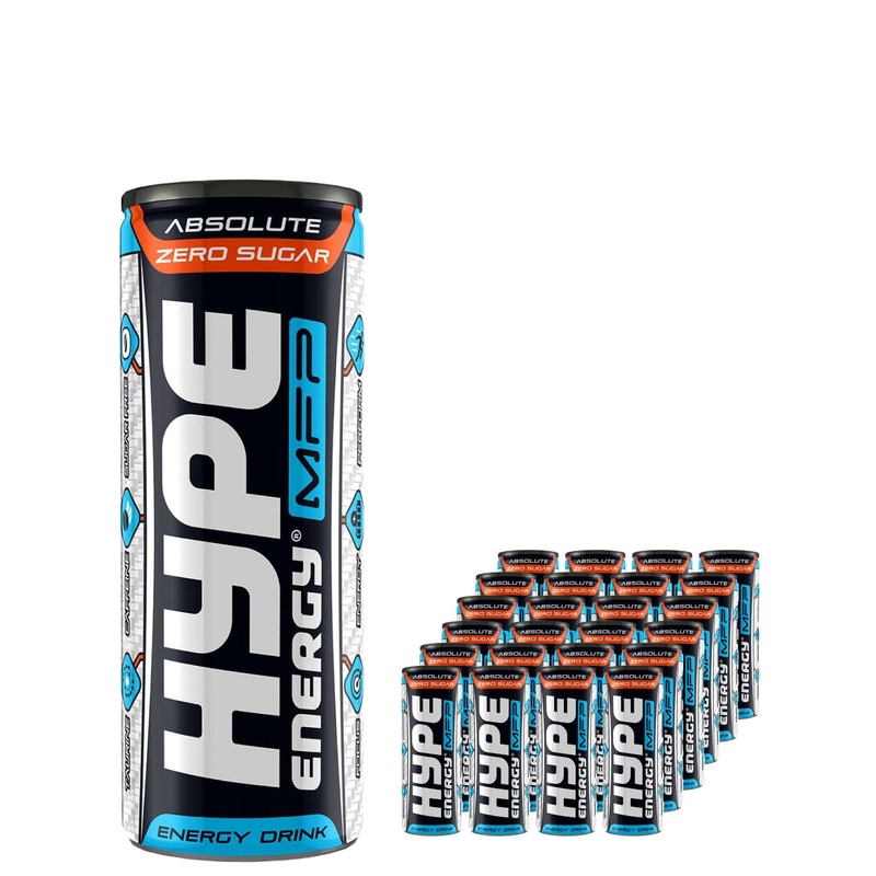Hype Buzz MFP Absolute Zero Sugar Energy Drink Multipack, 24 x 250 ml