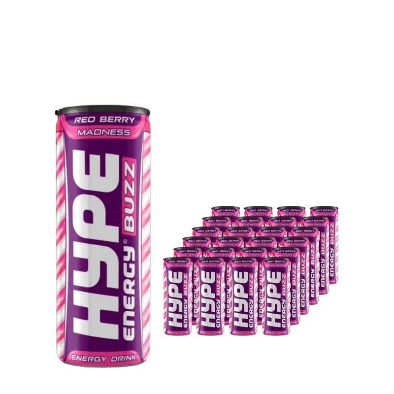 Hype Buzz Redberry Madness Energy Drink Multipack, 24 x 250 ml