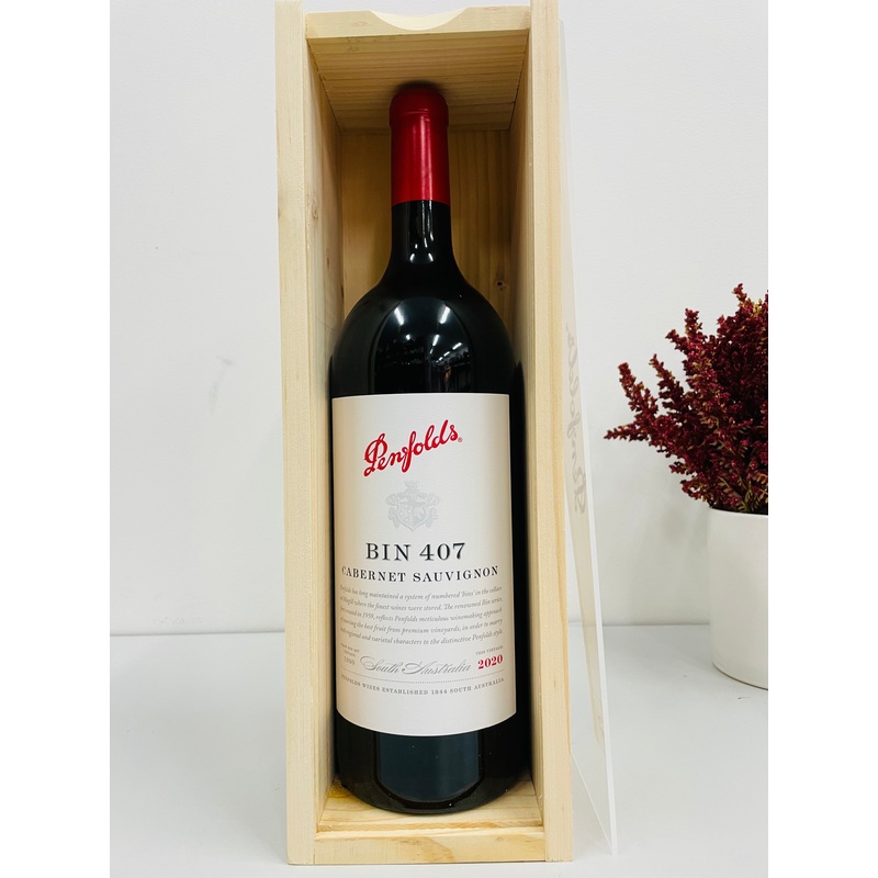 2020 Penfolds Bin 407 Cabernet Sauvignon 1.5L Magnum Original Wood Box