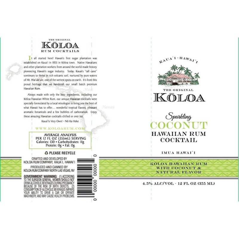 Kloa Sparkling Coconut Hawaiian Rum Cocktail 4pk