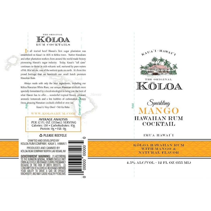 Kloa Sparkling Mango Hawaiian Rum Cocktail 4pk
