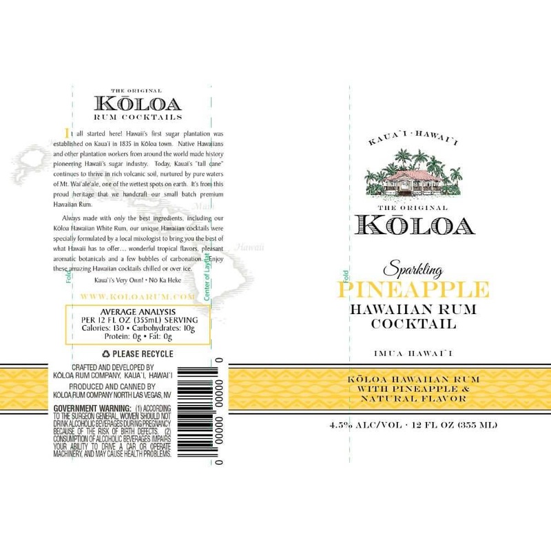 Kloa Sparkling Pineapple Hawaiian Rum Cocktail 4pk