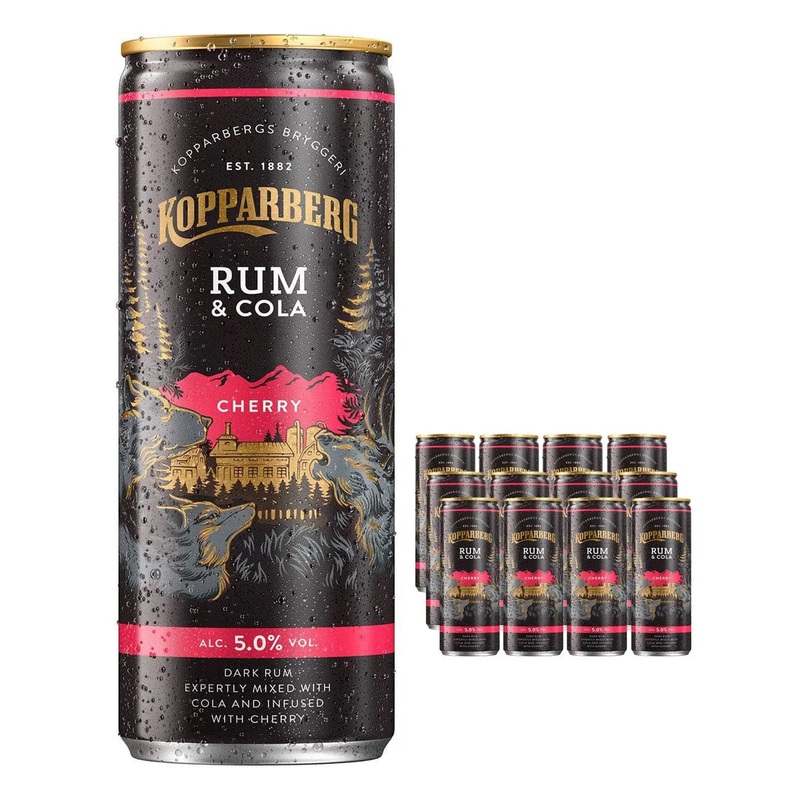 Kopparberg Cherry Spiced Rum & Cola Premixed Can Multipack, 12 x 250 ml