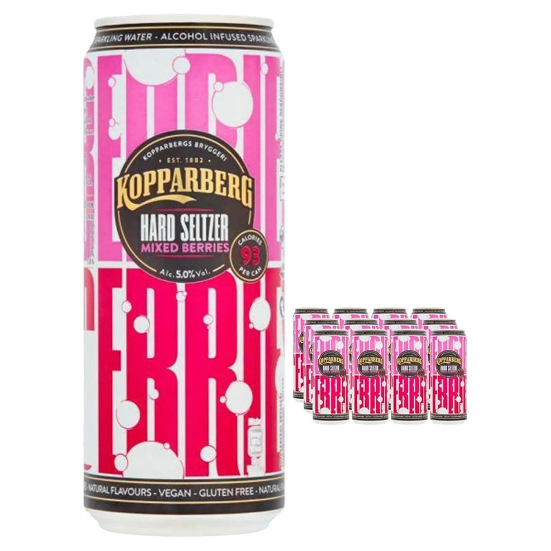 Kopparberg Mixed Berries Hard Seltzer Premixed Can Multipack, 12 x 330 ml