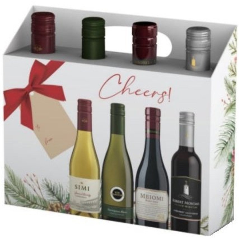 Constellations Assorted Gift Set Includes: (1) Each Simi Chardonnay, Kim Crawford Sauvignon Blanc, Meiomi Pinot Noir, Robert Mondavi Private Selection Cabernet Sauvignon 375ml