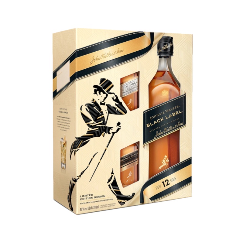 Johnnie Walker Black Label 12 Years Gift Set 750ml (With 2-50ml)