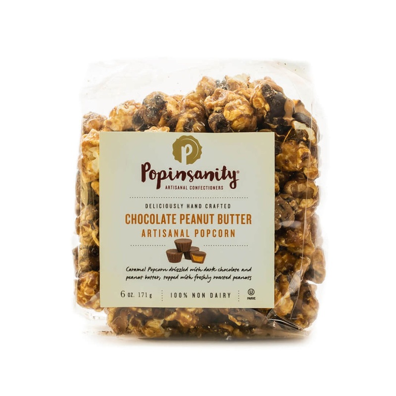 Popinsanity Chocolate Peanut Butter Gourmet Popcorn 6Oz Bag