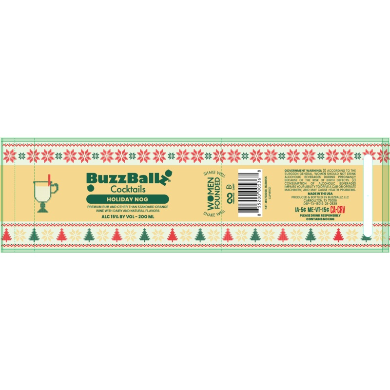 BuzzBallz Cocktails Holiday Nog 200ml