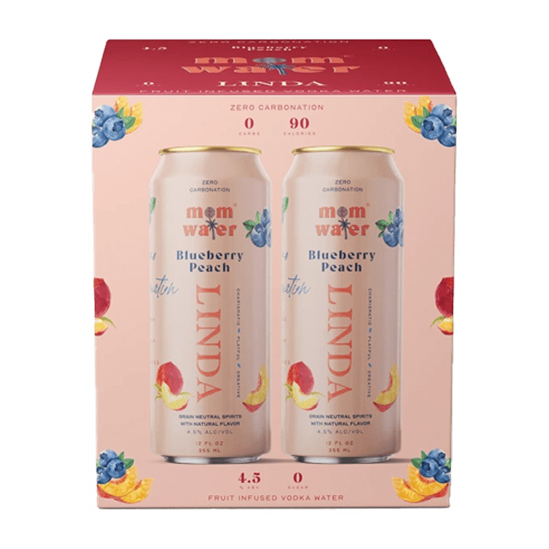 Mom Water Linda - Blueberry Peach Cocktail 12.oz 4 Pack
