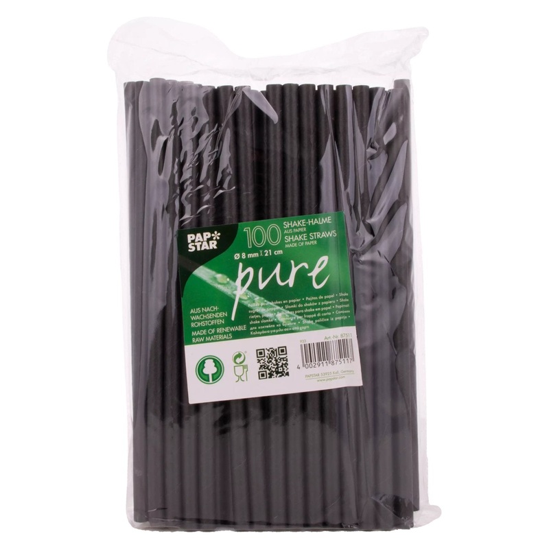 Drinking straws paper black 21 cm 100 pieces