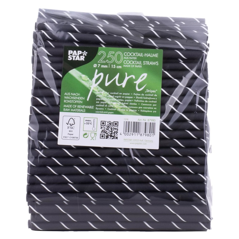 Drinking straws paper black and white 15 cm 250 pieces