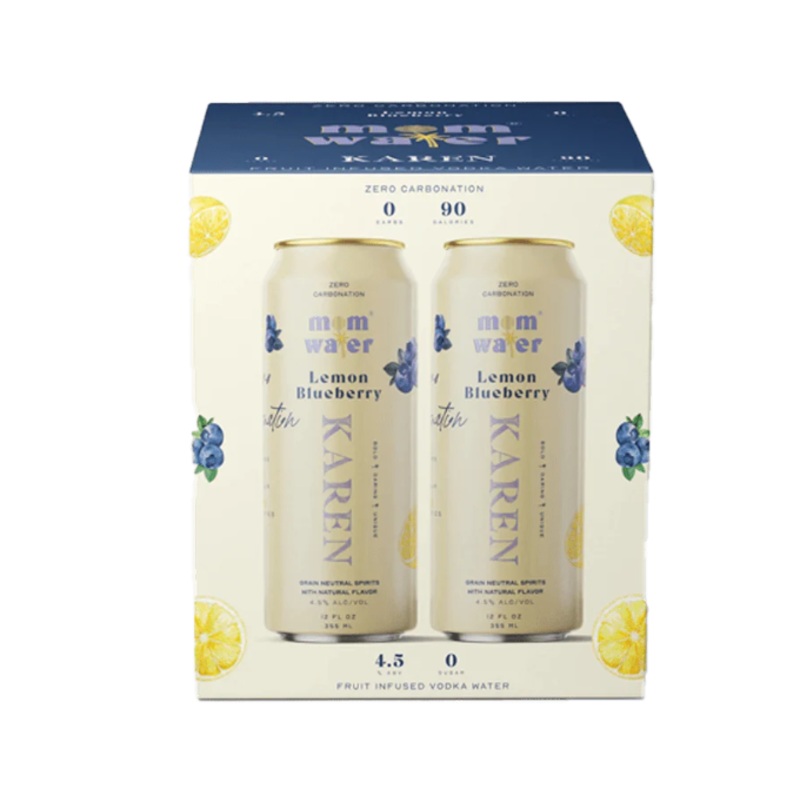 Mom Water Mom Squad Lemon Blueberry Karen 12oz 4-Pack Can