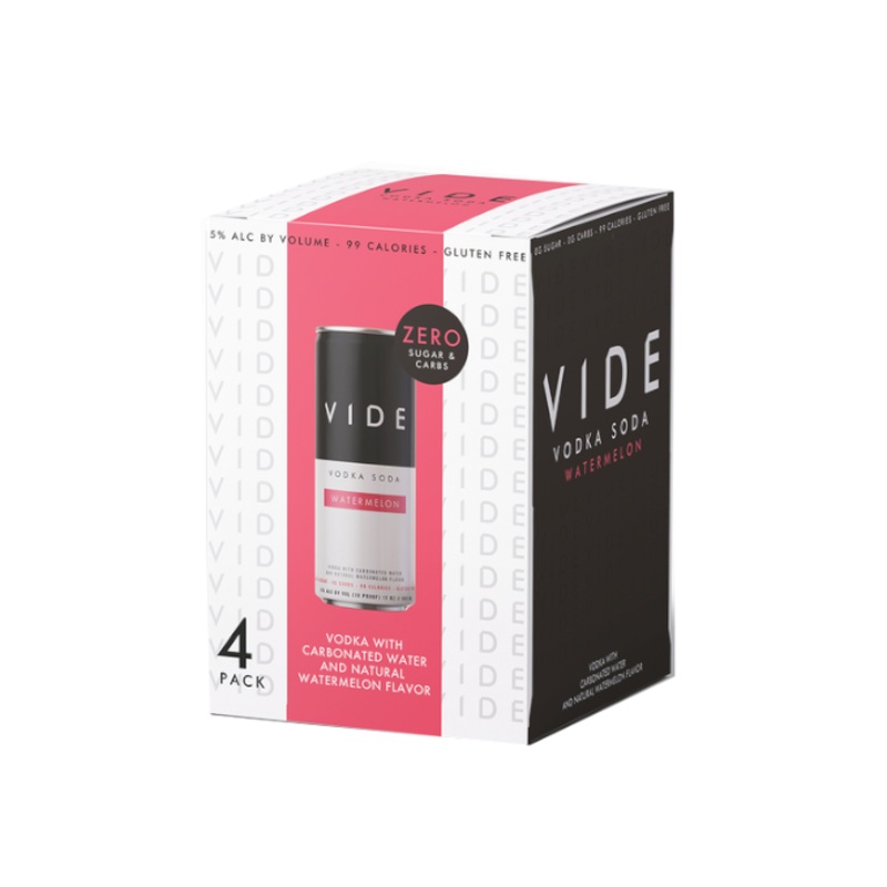 Vide Watermelon Vodka Soda 12oz 4-Pack Can