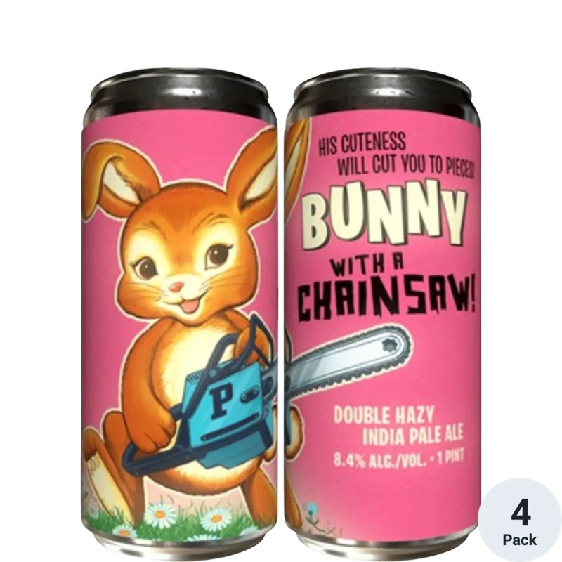 PaperBack Bunny With A Chainsow Double Dry Hopped Hazy IPA 16oz 4 Pack Can