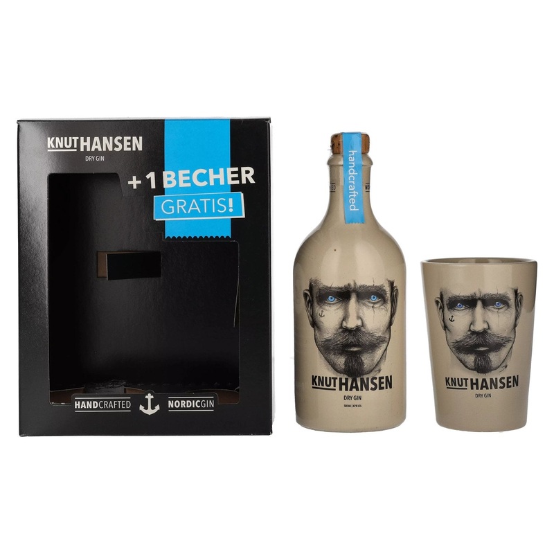 Knut Hansen Dry Gin 42% Vol. 0,5l in Giftbox with Keramiktasse