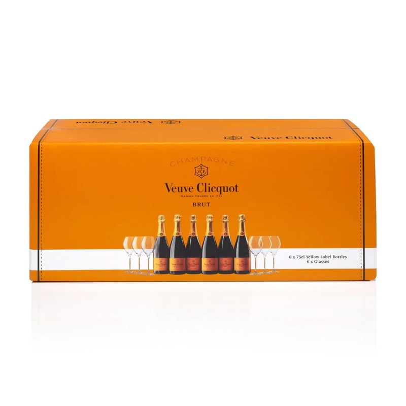 Veuve Clicquot 6pk W/ 6 Champagne Glasses