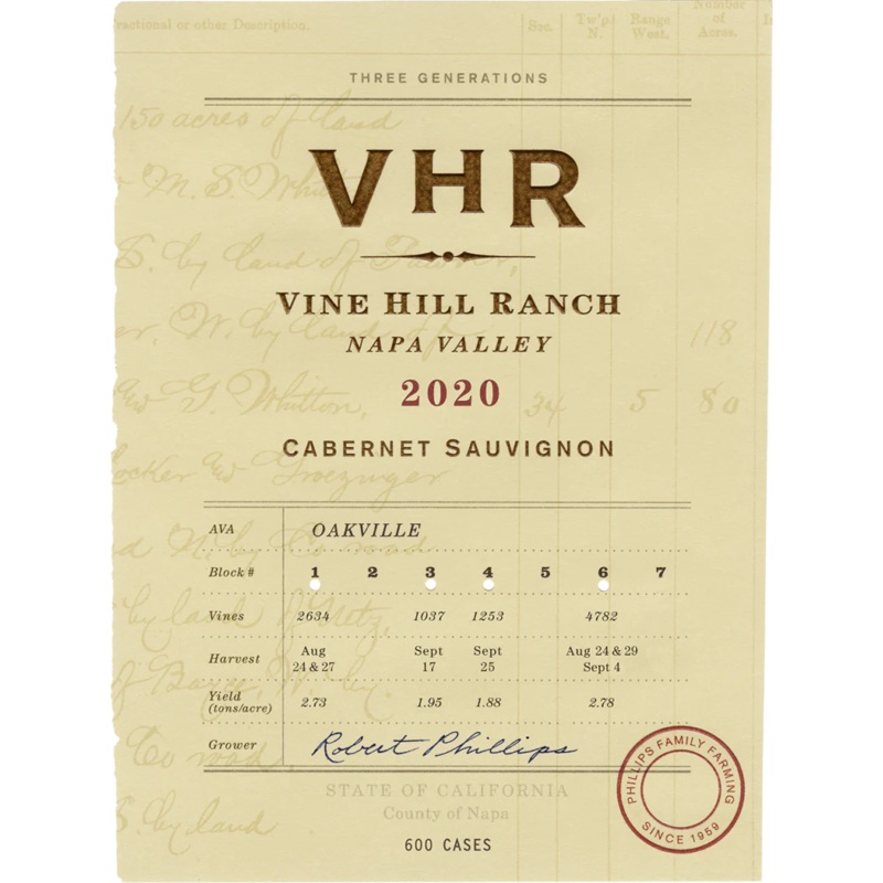 VHR Vine Hill Ranch Cabernet Sauvignon 2020 750 ML