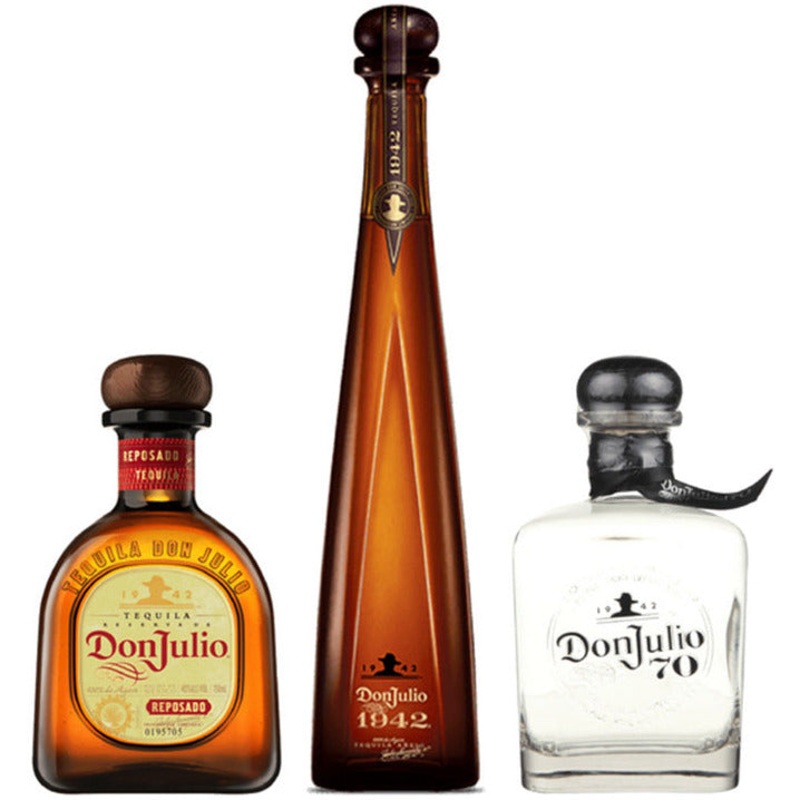 Don Julio 1942 Anejo Tequila & Don Julio Tequila Reposado & Don Julio Anejo 70th Anniversary Tequila Bundle