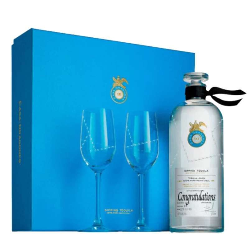 CASA DRAGONES JOVEN SIPPING TEQUILA GIFT SET WITH RIEDEL GLASSES 750ML