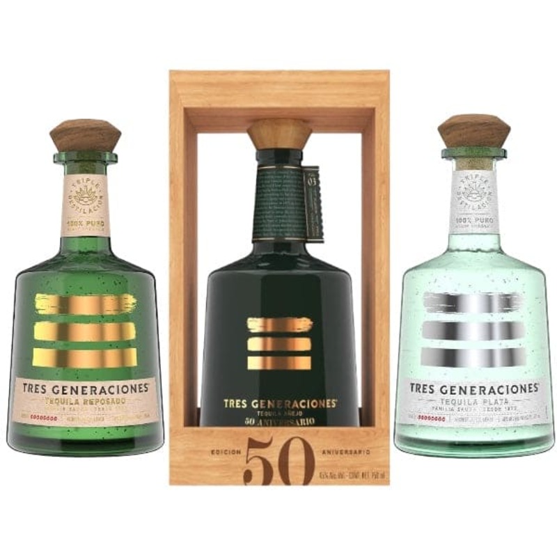 Tres Generaciones 50th Anniversary Aejo, Plata and Reposado Tequila Bundle