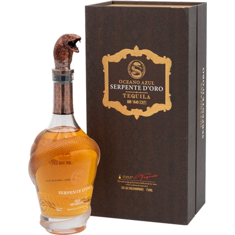 Oceano Azul Serpente D'ORO Anejo Tequila 50% ALC