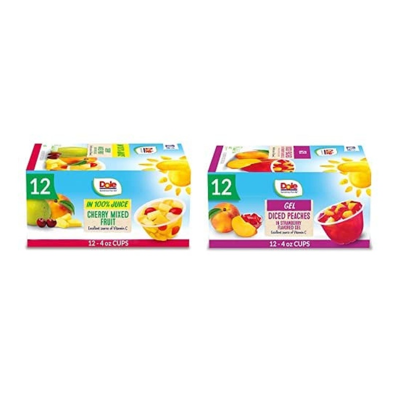 Dole Fruit Bowls Cherry Mixed Fruit and Peaches in Strawberry Gel Variety Pack - 24 Count