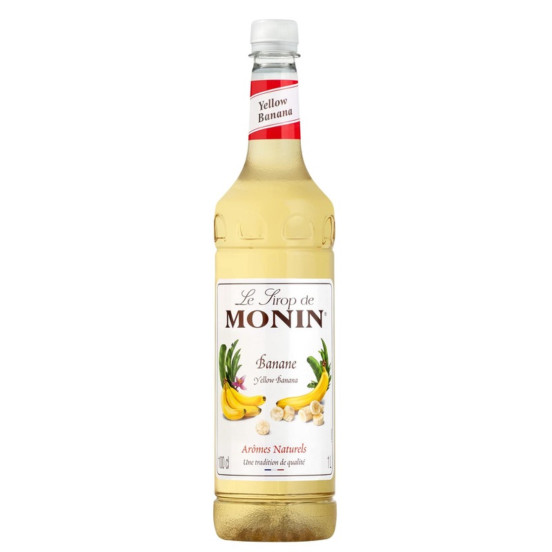 MONIN Premium Yellow Banana Syrup 1L for Cocktails and Mocktails - Vegan, Allergen-Free, 100% Natural Flavours - Banoffee Syrup Pairing Option - 1 Pack
