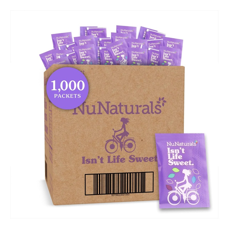 NuNaturals NuStevia White Stevia Powder - 1000 Packets (2.23 lbs) - Natural Sweetener