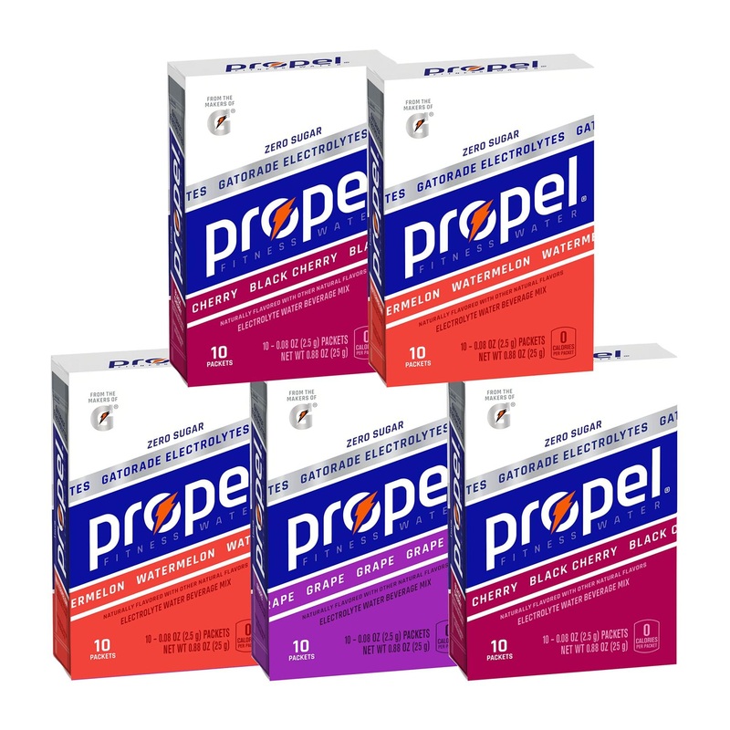 Propel Powder Packets 3 Flavor Variety Pack - Electrolytes, Vitamins, No Sugar - 10 Count x 5 Packs